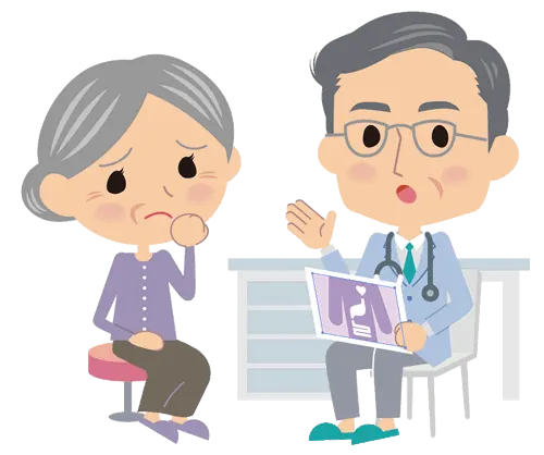 症状を説明する医師のキャラクター